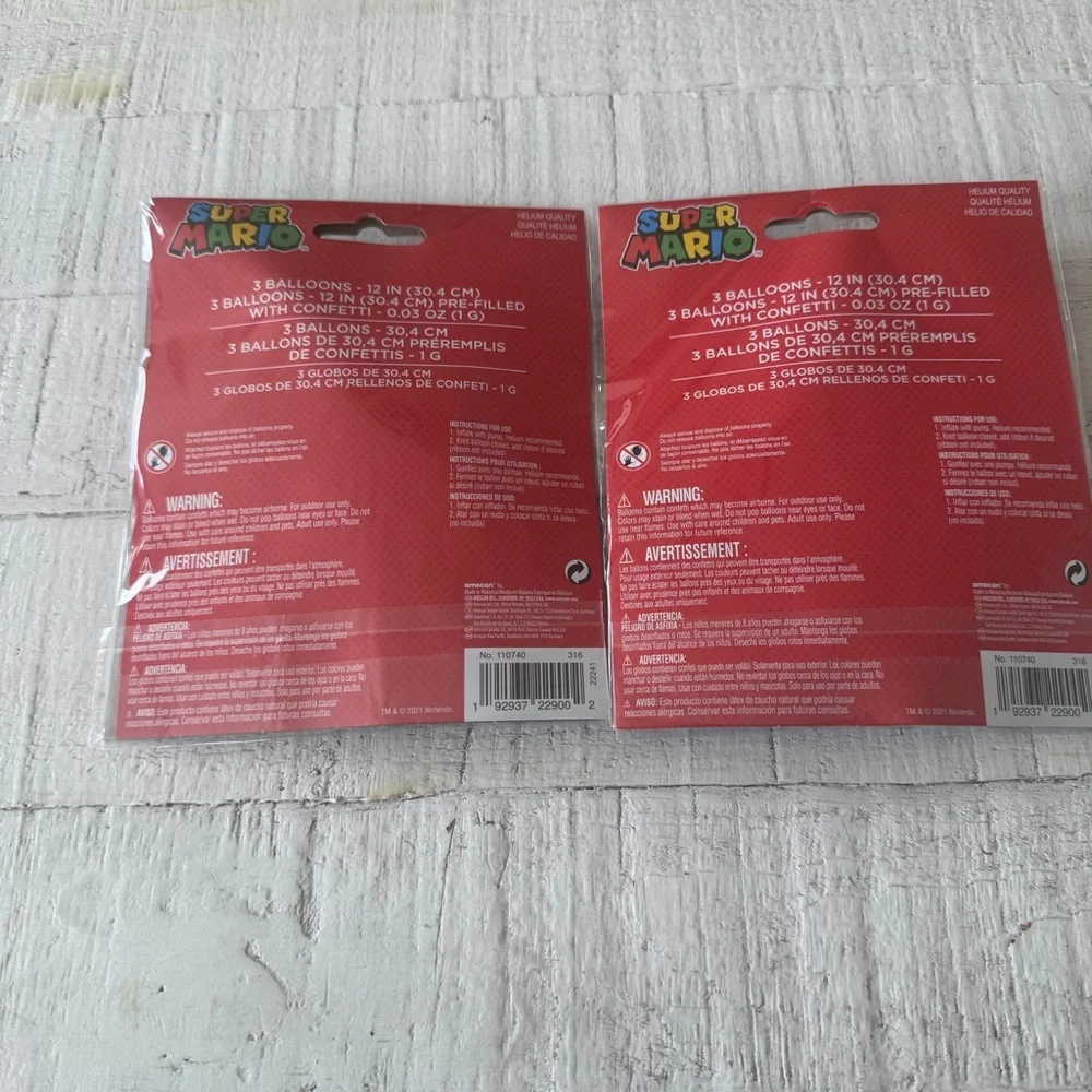 Super Mario Latex Confetti Balloons NEW Lot‎ of 2 Packs of 6 | 12 Balloons